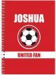 Personalised red football fan notebook